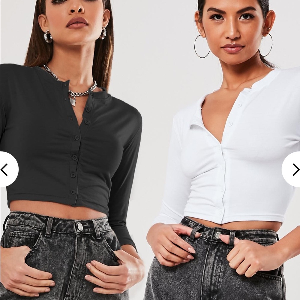 Missguided button up crop tops
